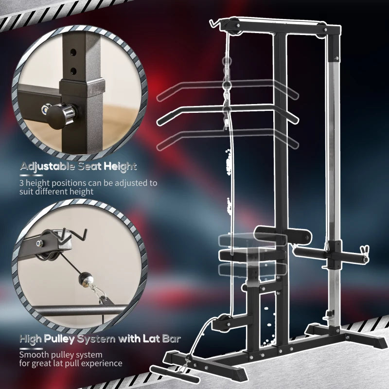 Adjustable Seat Cable Pulley Tower - Black