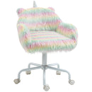 Colourful Fluffy Home Office Chair with Armrests and Swivel Wheels