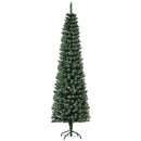 6FT Snow-Dipped Green Christmas Pencil Tree with Foldable Stand