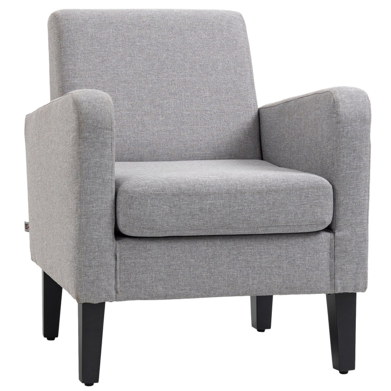 Light Grey Modern Accent Chair with Rubber Wood Legs