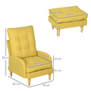 Yellow Upholstered Recliner Armchair Set with Footstool