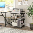 Black 3-Tier Printer Stand with Storage Shelves, 55 x 40 x 77cm - Home Office Printer Table