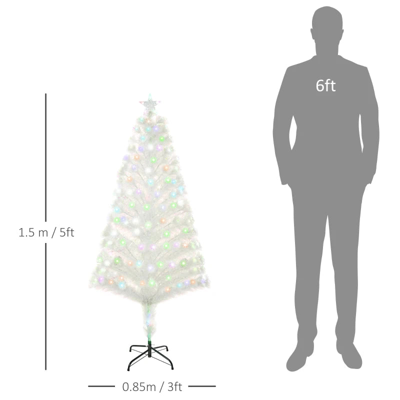 5ft White Fiber Optic LED Christmas Tree - Holiday Home Xmas Decor