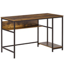 Rustic Brown Computer Desk with Storage and Steel Frame, 120 x 60cm