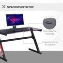 Black Z-Shaped Gaming Desk with Cable Management - 1.2m