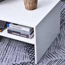 White 2-Tier Coffee Table with Storage and Open Shelf