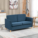 Blue Modern 2 Seater Loveseat Sofa with Wood Legs and Armrests