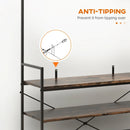 Rustic Brown Industrial Coat Stand with Shoe Storage and 5 Hooks