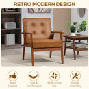 Brown Retro-Style Accent Chair with Faux Leather Seat