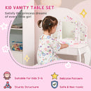 Kids White Vanity Table & Stool Set with Rotatable Mirrors - Star & Heart Pattern