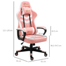 Pink Gaming Chair with Lumbar Support and Swivel Wheels
