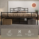 Metal King Size Bed Frame with Storage, Black