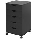 Black 5-Drawer Mobile Filing Cabinet - Modern Vertical File Organizer