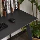 Black Compact Computer Desk with Monitor Stand and Storage