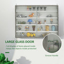 Grey Wood Grain 5-Tier Wall Display Cabinet with Glass Doors - 60x80cm