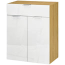Modern White and Natural Slim Storage Cabinet with Drawer and Cupboard