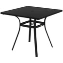 Black 4-Seater Steel Garden Table with Parasol Hole