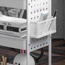 White 3-Tier Rolling Storage Trolley with Baskets and Hooks