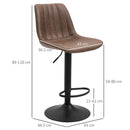 Brown Adjustable Height Swivel Barstools Set for Home Pub