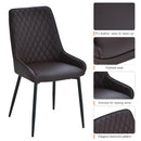 Brown Rhombus Tufted Dining Chairs Set of 2 - Modern Leather Style