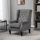 Dark Grey Retro Wingback Armchair with Button Tufted Design