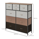 Multicolour 10-Drawer Fabric Dresser with Steel Frame