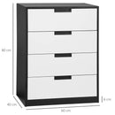 4-Drawer White and Black Storage Cabinet for Bedroom and Living Room
