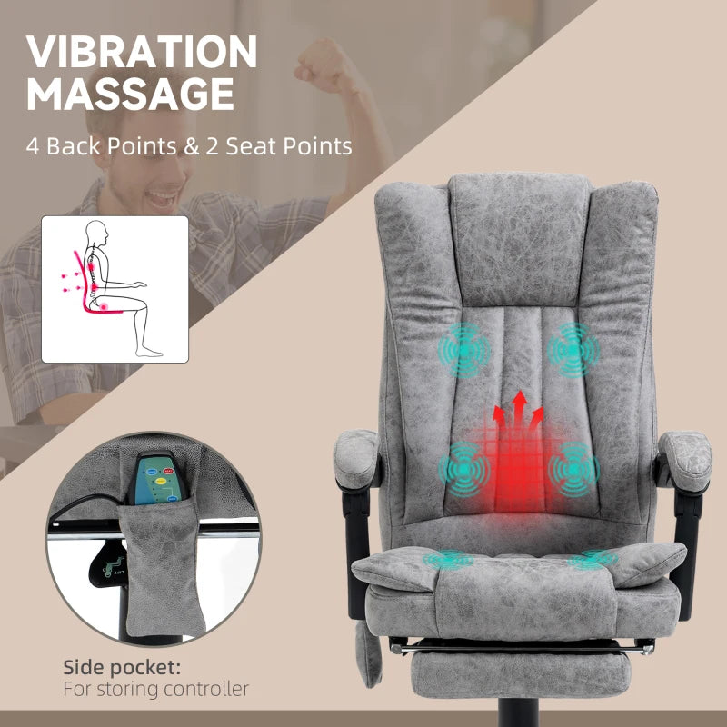 Grey Massage Office Chair with Heat & Footrest