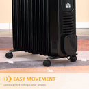 Black 2500W Digital Oil Filled Radiator with Timer & Remote