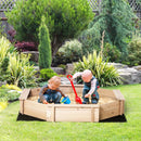 Wooden Sand Pit with Cover for Kids - Outdoor Sandbox Playset, Blue, 139.5 x 139.5 x 21.5 cm