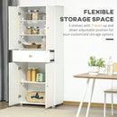 White Tall Kitchen Storage Cabinet with Drawer & Adjustable Shelves