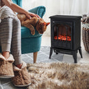 Black Electric Fireplace Stove with LED Flame Effect 1000W/2000W