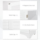 White Retro Tall Bathroom Cabinet with 3 Shelves & Shutters