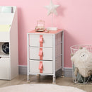 Pink Fabric 3-Drawer Storage Cabinet