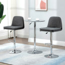Grey Swivel Fabric Bar Stools Set of 2 - Adjustable Counter Height Chairs with Backrest and Footrest