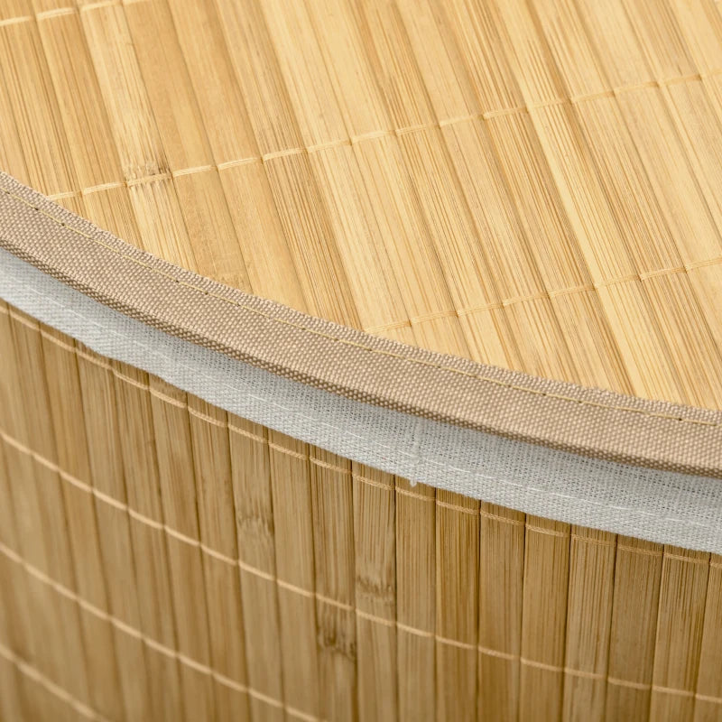 Natural Bamboo Laundry Basket with Lid, 55L Capacity