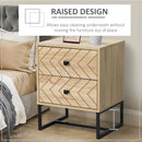 Modern Two-Drawer Nightstand with Zig Zag Design, Natural Finish
