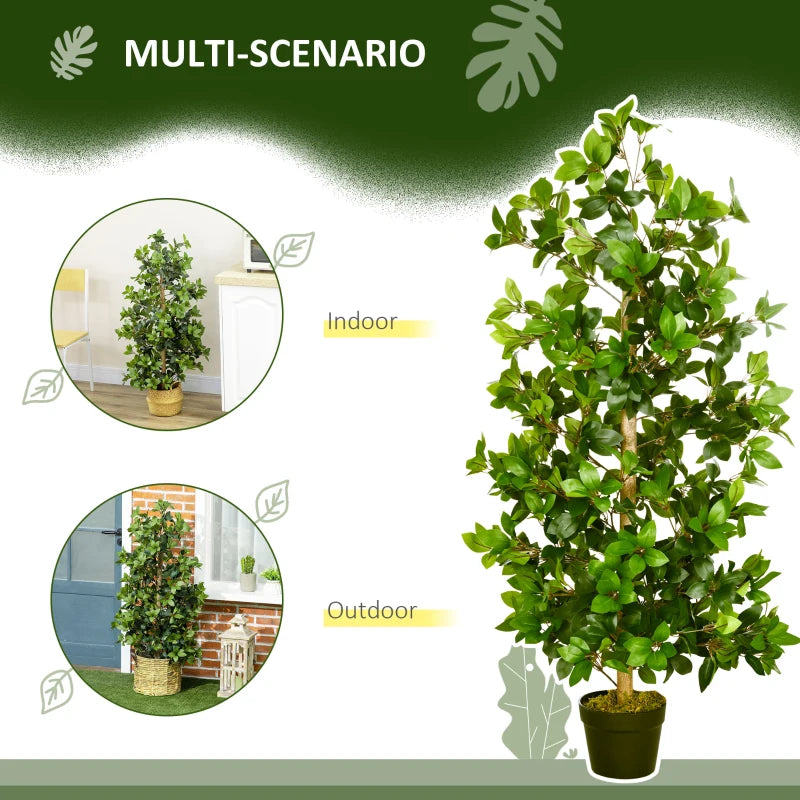 Artificial Bay Leaf Laurel Plant in Green Pot - Indoor/Outdoor Decor, 16x16x120cm
