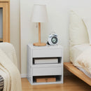 White Wall Mounted Bedside Table with Drawer and Shelf, 37 x 32 x 21cm