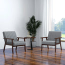 Grey Mid Century Accent Chairs Set of 2 with Wooden Legs