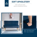 Blue Velvet Double Seat Sofa with High Back and Wood Frame