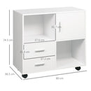 White Printer Stand with Shelves, Drawers & Compartment, Mobile Office Table