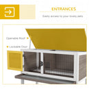 Wooden Rabbit Hutch with Asphalt Roof - Brown, 84 x 43 x 70cm