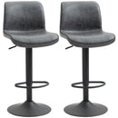 Grey Leather Bar Stool Set - Adjustable Height Swivel with Footrest for Kitchen & Home