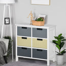 6-Drawer White Storage Tower with Wood Top - Bedroom Organizer