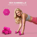 Hexagonal Pink Dumbbell Set - 2 x 3kg Weights for Home Gym
