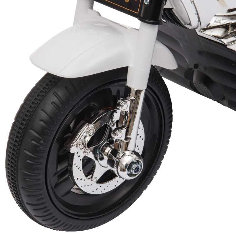 White Kids 6V Battery Powered Trike with Lights and Music