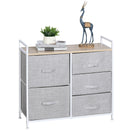 Grey 5-Drawer Linen Basket Storage Unit with Shelf - Metal Frame, Adjustable Feet