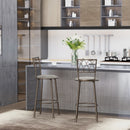 Bronze Swivel Bar Chairs Set - Upholstered Metal Frame with Backrest & Footrest