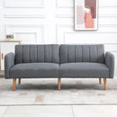 Grey Convertible Linen Fabric Sofa Bed with Adjustable Backrest